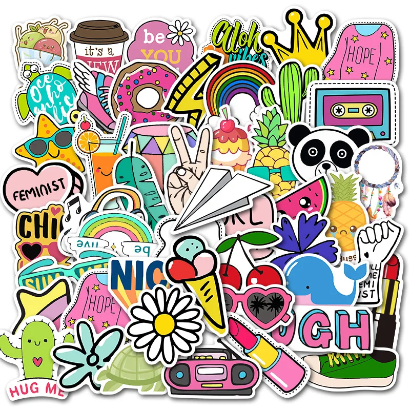 AZ099 Мультфильм VSCO девушки Kawaii стикер s 50 шт./лот для детей игрушки водонепроницаемый стикер для DIY ноутбука велосипедный шлем автомобиля наклейки - Цвет: AZ099