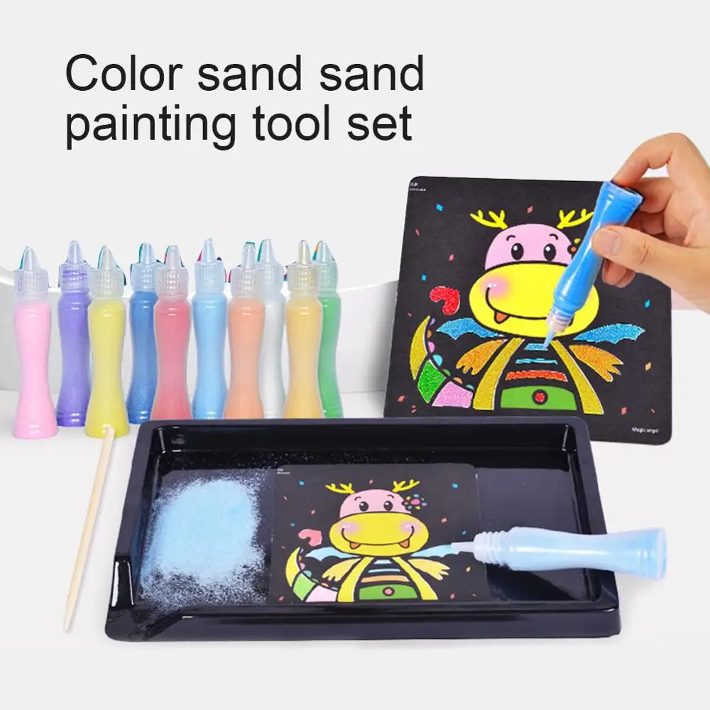 

10/24/26 Sheet DIY Color Sand Painting Cards Drawing Art Craft Kid Education Toy