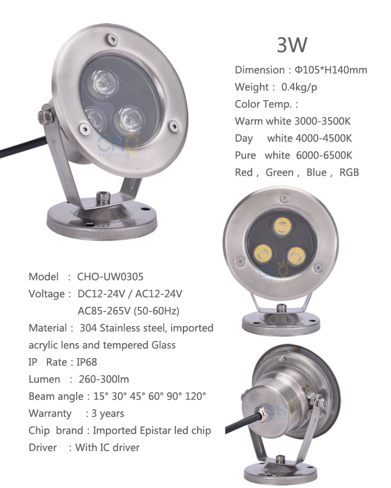 3w big underwater light clemence