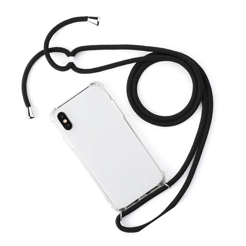 

Protable Transparent Phone Case For Iphone 7 8 7p 8p Xs Soft TPU Cell Phone Case Lanyard Necklace Shoulder Neck Strap Rope Cord