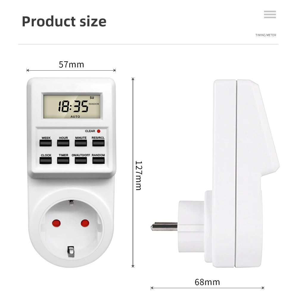 TM03 Digital Timer Switch Socket 24 Hour Cyclic Kitchen Timer Outlet Programmable Timing Socket EU UK AU US BR FR IT TH Plug 2
