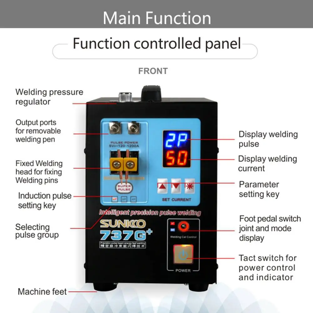 737G+ Battery Spot Welding Machine 110V/220V 4.3KW Dual-Voltage Spot Weld Machine Big Battery Wire Automatic Welding Machine