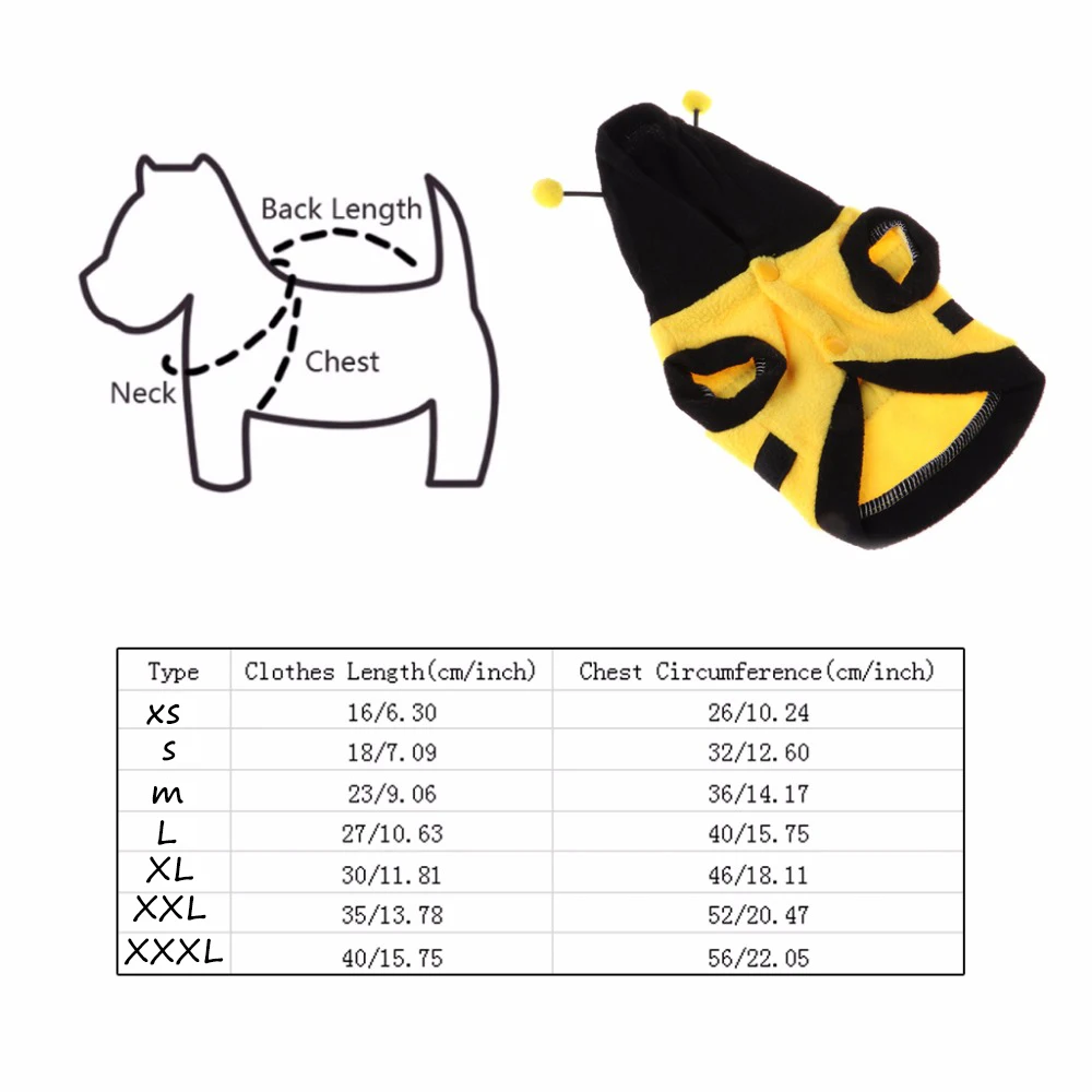 SUPREPET Милая одежда для домашних животных костюм пчелы мягкая теплая ткань пальто толстовка для собак Щенок Кошка одеваются всесезонные аксессуары для домашних животных