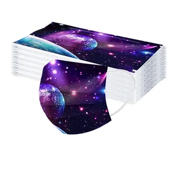 

50pcs Starry Sky Print Mouth Masks Soft Disposable Protective Face Mask 3ply Filter Ear Loop Anti-pm2.5 Mask Mascarilla Masque