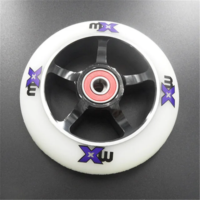2 High precision aluminium alloy Hub inline scooter wheel heavy speed roller white green blue 100mm 88A MX branded wheel ABEC-9 - Цвет: MX White 100mm