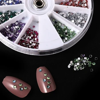 

3D Various Color Acrylic Glitter Rhinestone for DIY Nail Art Decorations Flat Bottom Nail Accessories Design Wheel Ongles 1.5mm