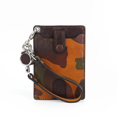 Japan& Korea Style Bus Card Case Retractable First Layer Leather Mini Wallets Small Purse Identity Credit Card ID Tag Holders - Цвет: camouflage
