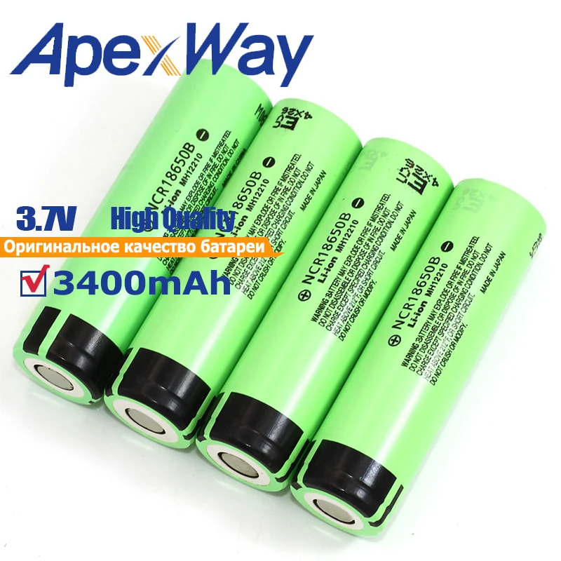 ApexWay 18650 Li-ion rechargeable battery NCR18650B 18*18*65 for Panasonic High capcity | Электроника