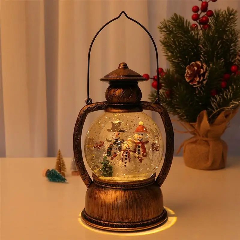 1PC Xmas Handle Lamp Snowman Pattern Christmas Hanging Light Decorative Lamp For Home Yard Garden No Battery