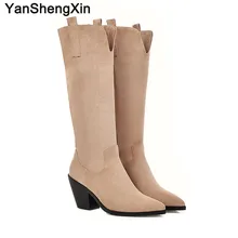 YANSHENGXIN/обувь; женские ботинки с v-образным вырезом; женские ботинки на высоком каблуке из натурального меха; сезон осень-зима; ботинки с острым носком; женские ботинки