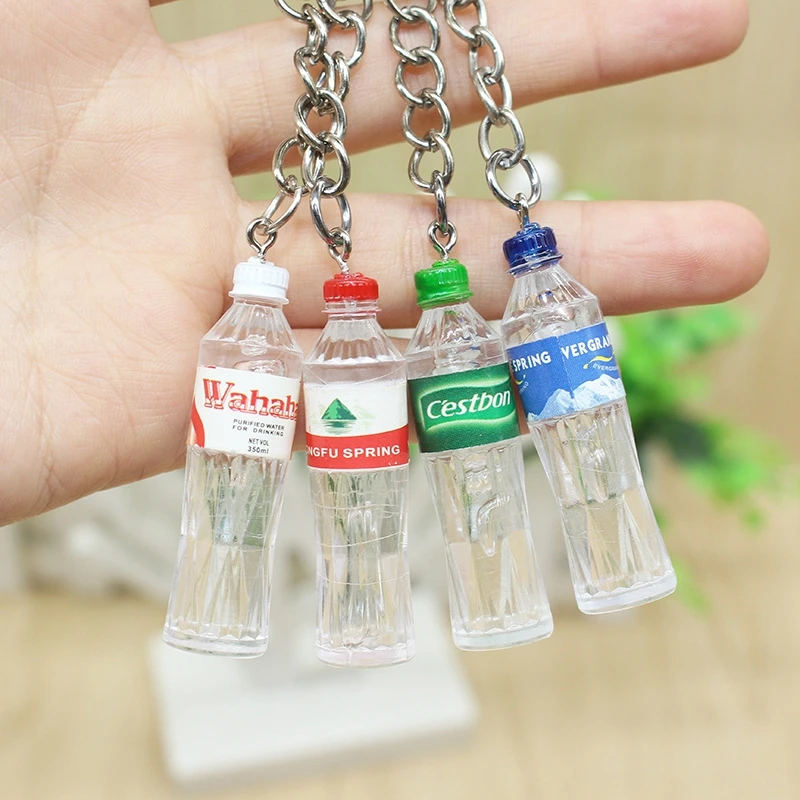 5pcs/set Cartoon 4.5cm Acrylic Drinking Water Key Chains, Simulation