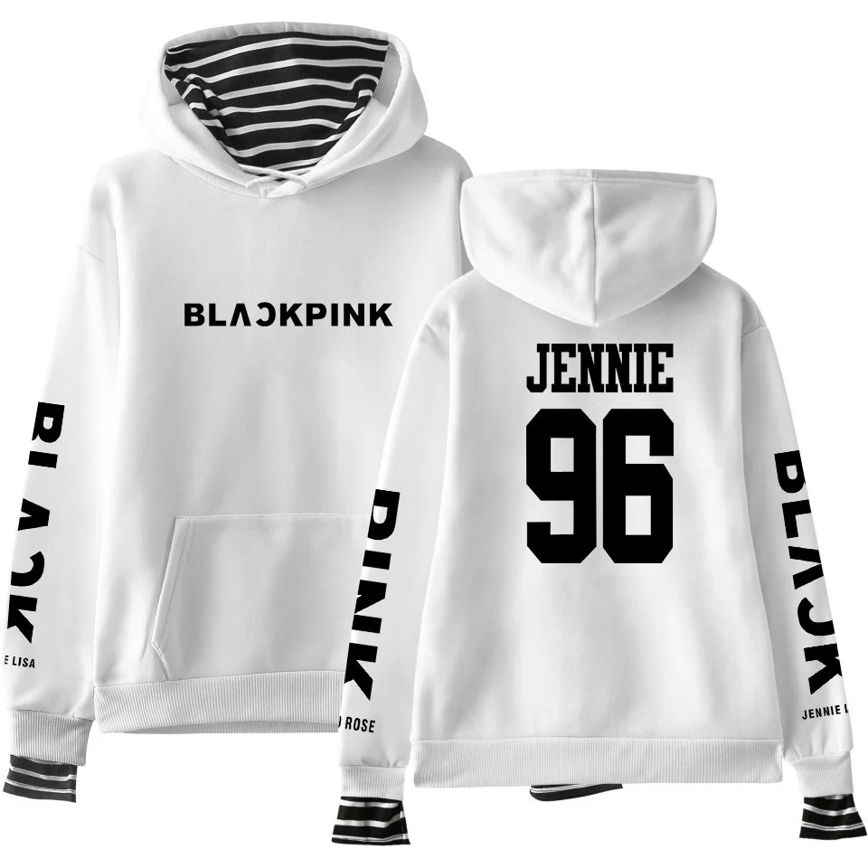 kpop Harajuku черно-розовые повседневные свободные поддельные два предмета толстовки с длинным рукавом корейский стиль толстовки высокое качество Sudadera