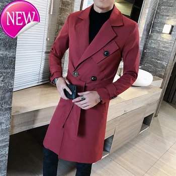 

long Autumn fashion, raincoat, double button, light windshear, raincoat for men