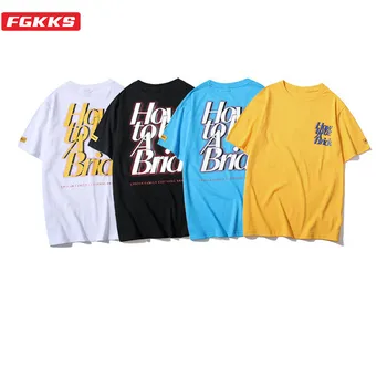 

FGKKS Brand Fashion T Shirts Men Summer New Street Hip Hop Letter Printed T-Shirt Men's Simple Style Tee Shirt Male