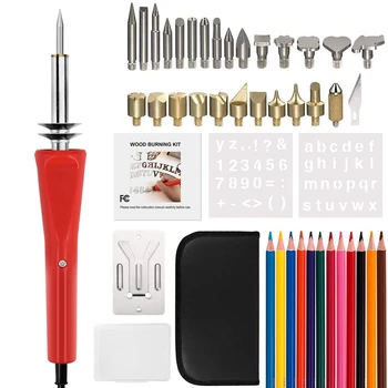 

44PCS Wood Burning Kit Professional Pyrography Set with 30W Red Burning Brush for Wood Carving / Embossing / Welding US Plug
