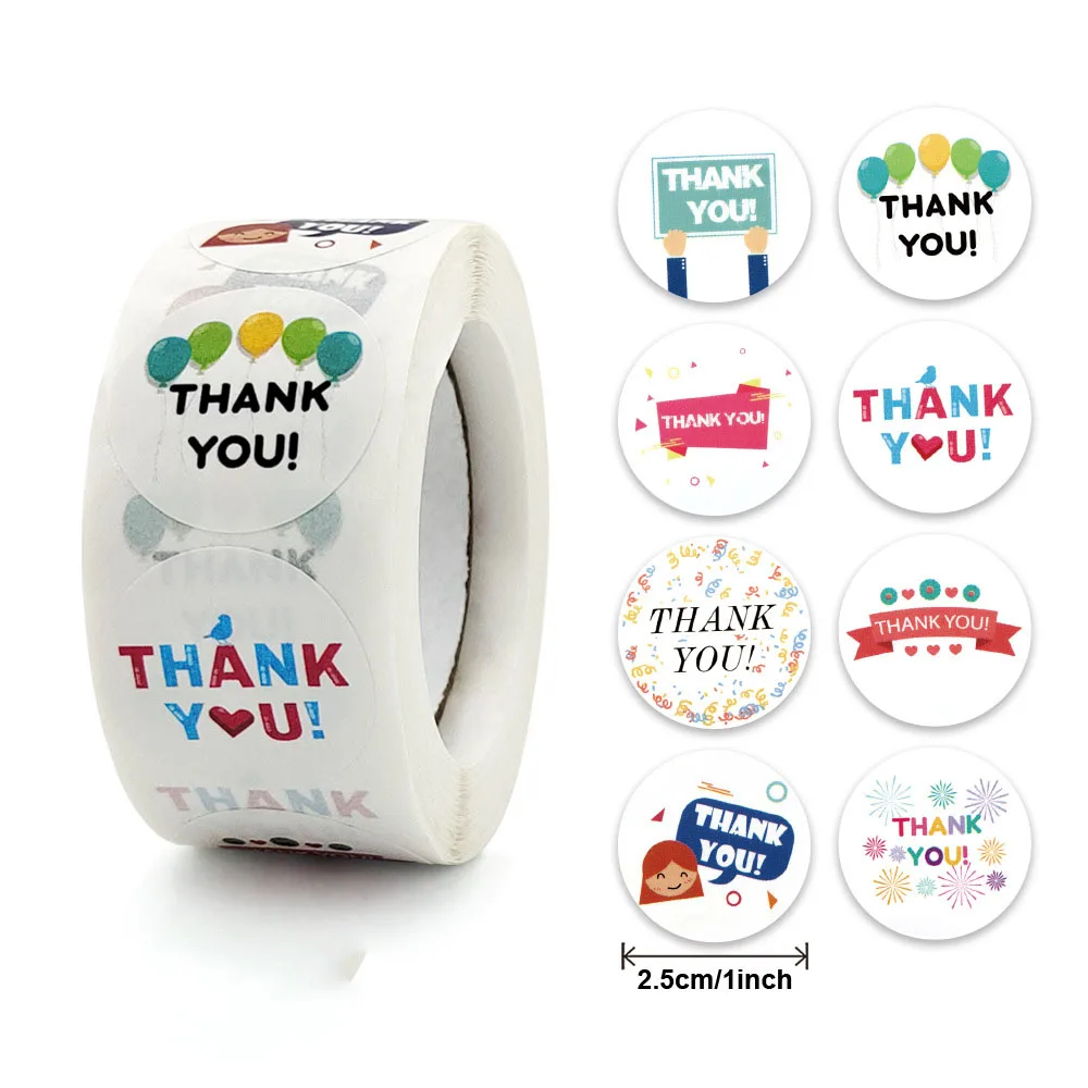 500pcs Thank you Love Design Diary Scrapbooking Stickers Gift Sealing Stickers Festival Birthday Party Gift Decorations Labels