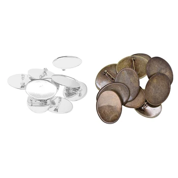 

20 Pieces Mixed Color 4x3cm Blank Brooch Base Pin-Back Button Settings Badge DIY Tray Fit Gemstone ,Glass Beads ,Resin Beads