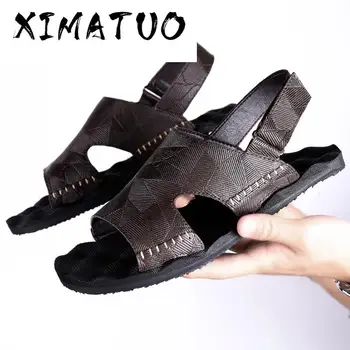 

Man Sandals Classic Summer Beach Sandals Genuine Leather Slippers Men Luxury Shoes Designers Male Comfortable Casual Sandalias