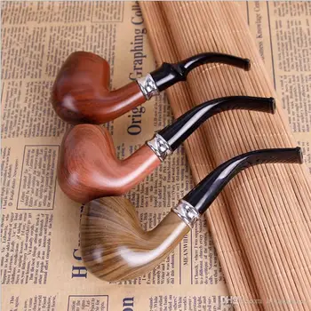 

2021 new Classic Bent Pipes Wooden Smoking Pipe With Beautiful Carve Patterns Smoking Tobacco Herb Pipes 14.5cm Length