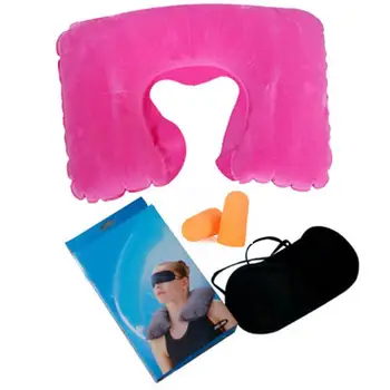 

Portable U Shape Office Travel Flight Headrest Neck Pillow Ear Plug Blinder Set Cushion Travel Pillow Office Airplane Driving