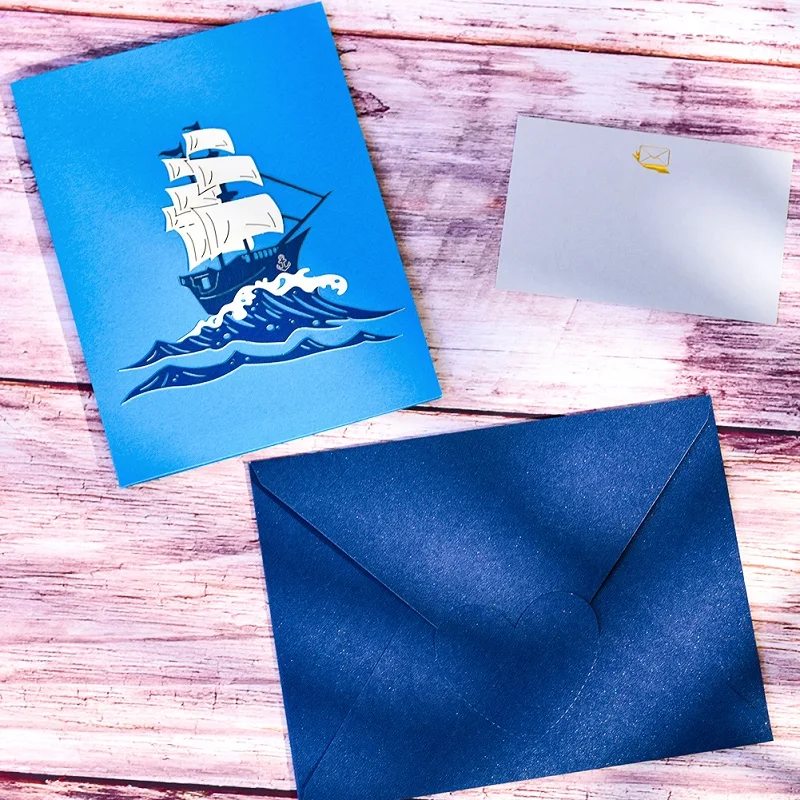 3D sailboat pop up greeting cards for kids dad fathers day graduation