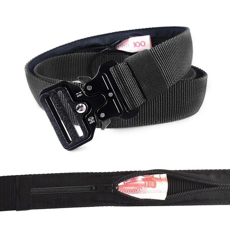 Men's Belt Outdoor Hunting Cash Anti Theft Belts Metal Tactical Belt