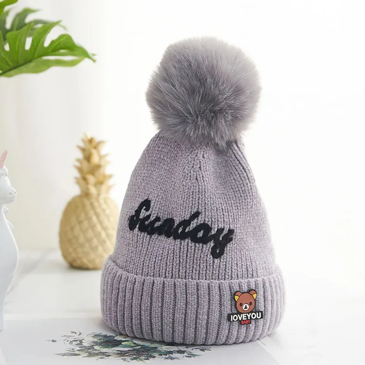 

Boys and girls warm knitted winter hat accessories plush hat multicolor chenille wool hat baby winter hat beanies