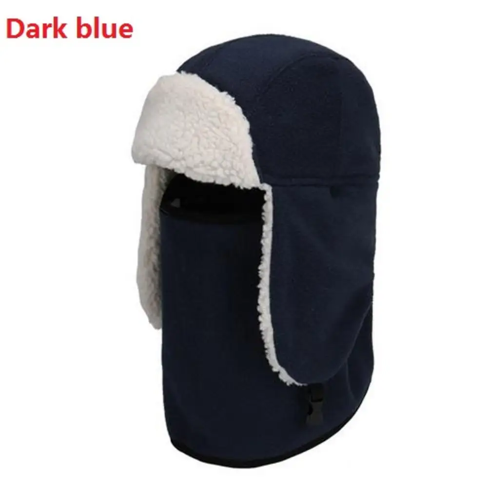 Dark blue Маска для лица для холодной погоды, шапка из искусственного флиса, капюшон, теплый головной убор для шеи, защитный головной убор для катания на лыжах, мотоцикле, велосипеде - Цвет: Dark blue