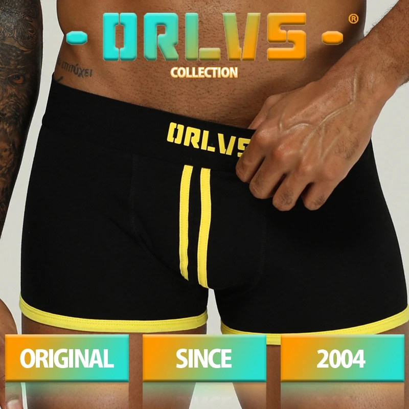 ORLVS Брендовое Мужское нижнее белье, сексуальные боксеры, хлопковые дышащие удобные трусы с мешочком для пениса, мужские трусы, Cueca Tanga, мужские шорты