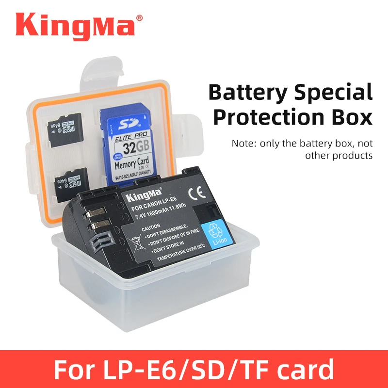 KingMa 배터리 플라스틱 케이스, 배터리 홀더 보관함, 캐논 EOS 5D4 5D3 5D2 5DS 5DRS 6D 7D 6D2 60D 용, LP-E6NH LPE6N LPE6