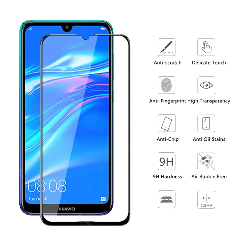 2 шт. закаленное стекло для huawei y7 pro 2019 flim hauweii y 7pro 7 Защитная безопасная стеклянная