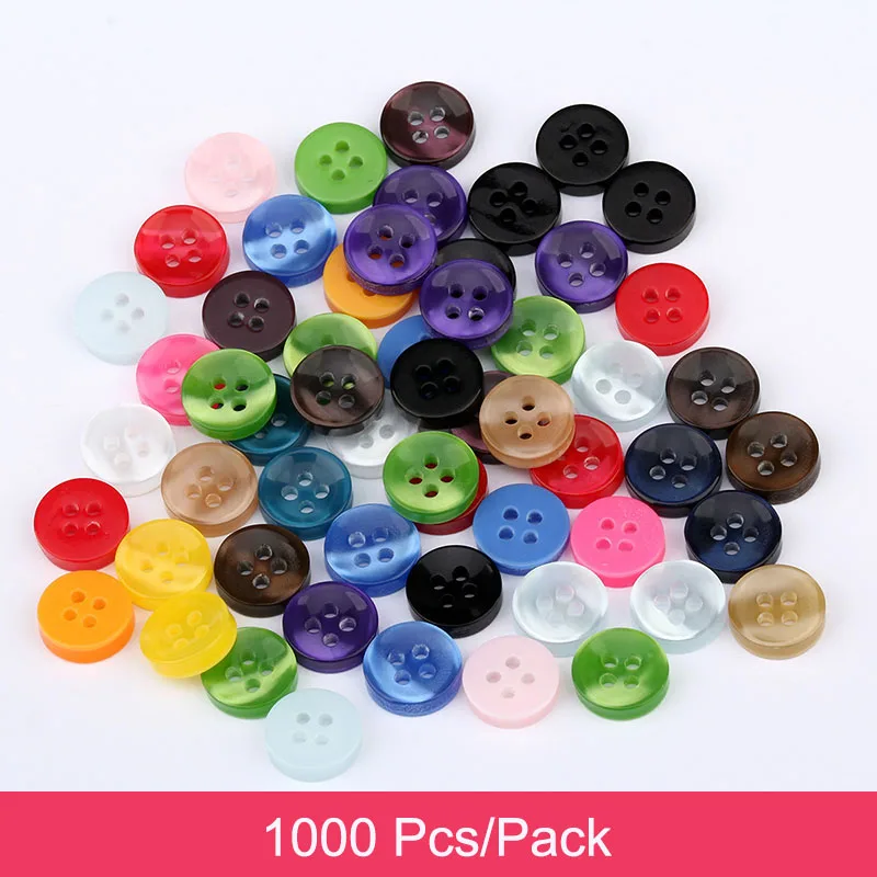 

1000Pcs/Pack 11.5mm Environmentally Resin Buttons For T-Shirt Cuff Clothing Garment Sewing Accessories 17 Colors 4-holes Button