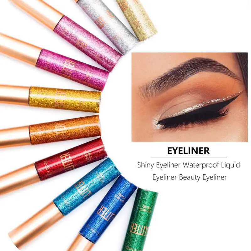 

10 Colors New Makeup Liquid Eyeliner Pen Glitter Eyeshadow Highlighter Long-lasting Easy to Wear Make Up Beauty Cosmetics