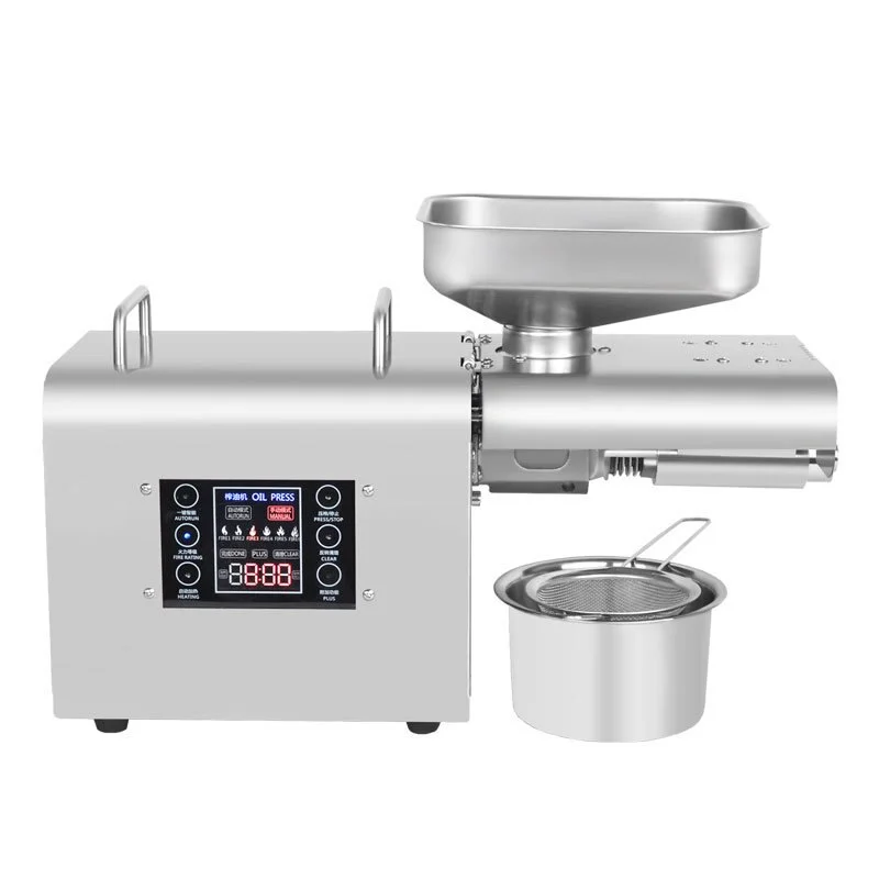 110V/220V Household Oil Press Intelligent Temperature Control Oil Press 5-7.5KG/H Stainless Steel Automatic Oil Press 750W