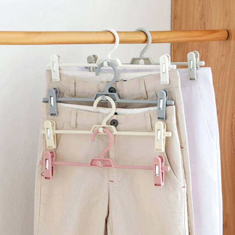 

1PC Multifunction Anti-slip Clothes Hanger with clips hooks Pants drying rack Clothes Storage Holder Organizer
