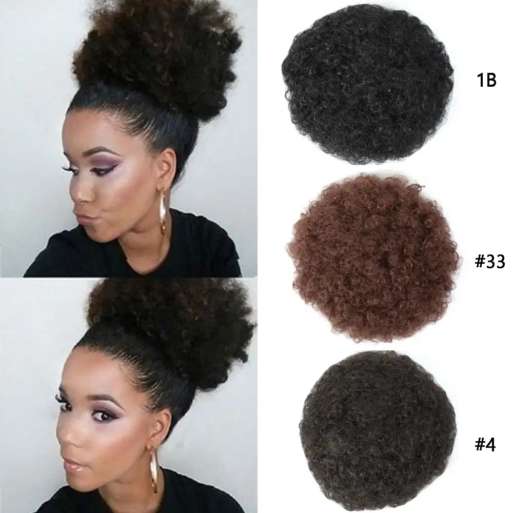 Aigemei Puff Afro Chignons Extension De Cabello Sintetico Negro 33 Color Marron Cabello Corto Bollo Cordon Cola De Caballo Para Mujeres Aliexpress