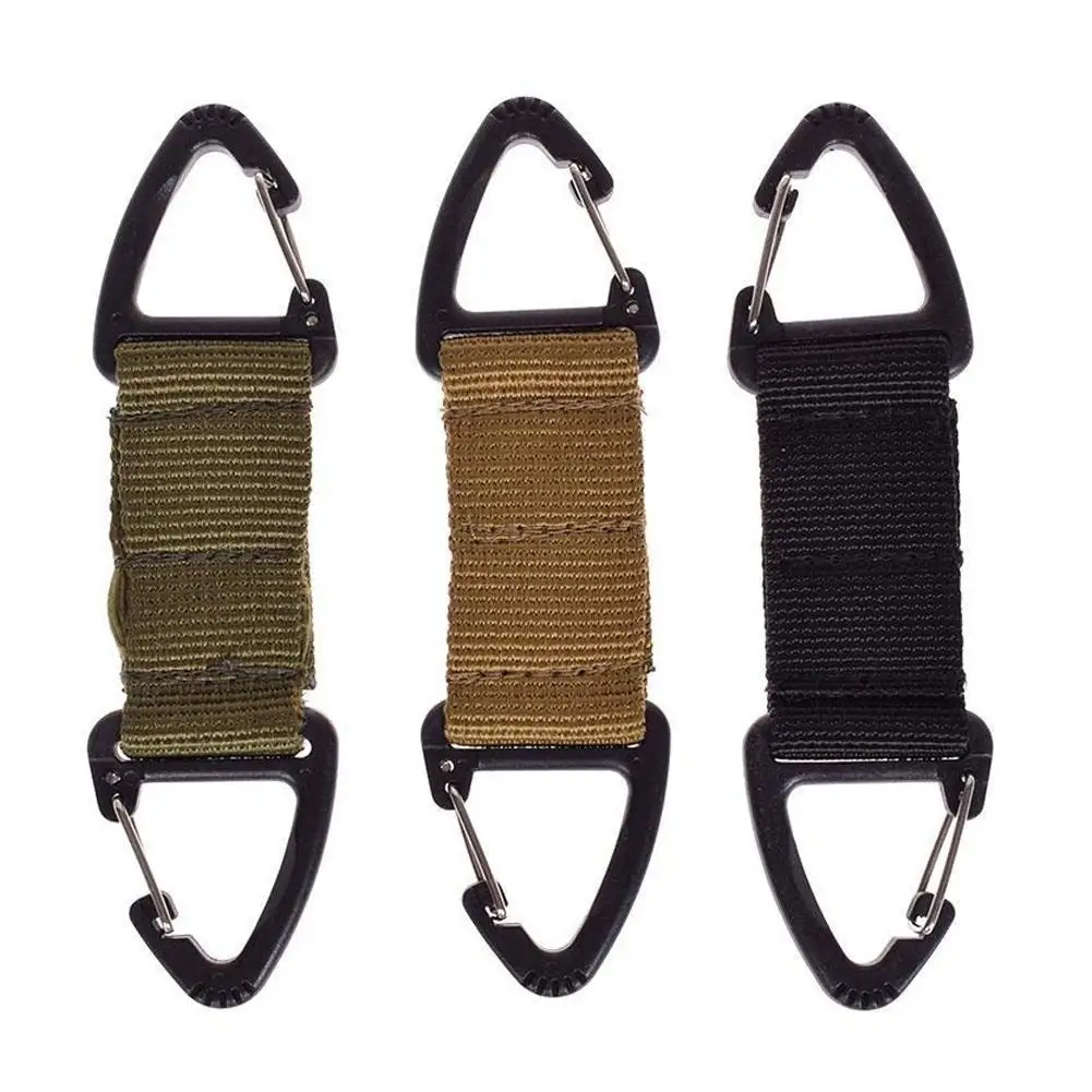 

Multifunctional Carabiner Outdoor Tactical Nylon Webbing Hanging Backpack Triangle Buckle Double Buckle Point for Outdoor Sports