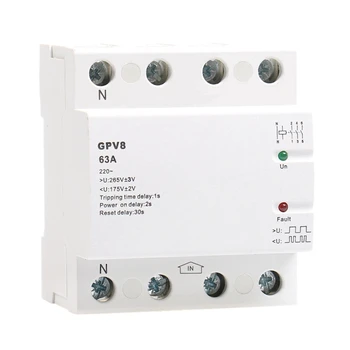 

Din Rail Automatic over Under Voltage Protector 220V AC Single Phase & Three Phase Self Resetting Protector GPV8-63D 4P 63A