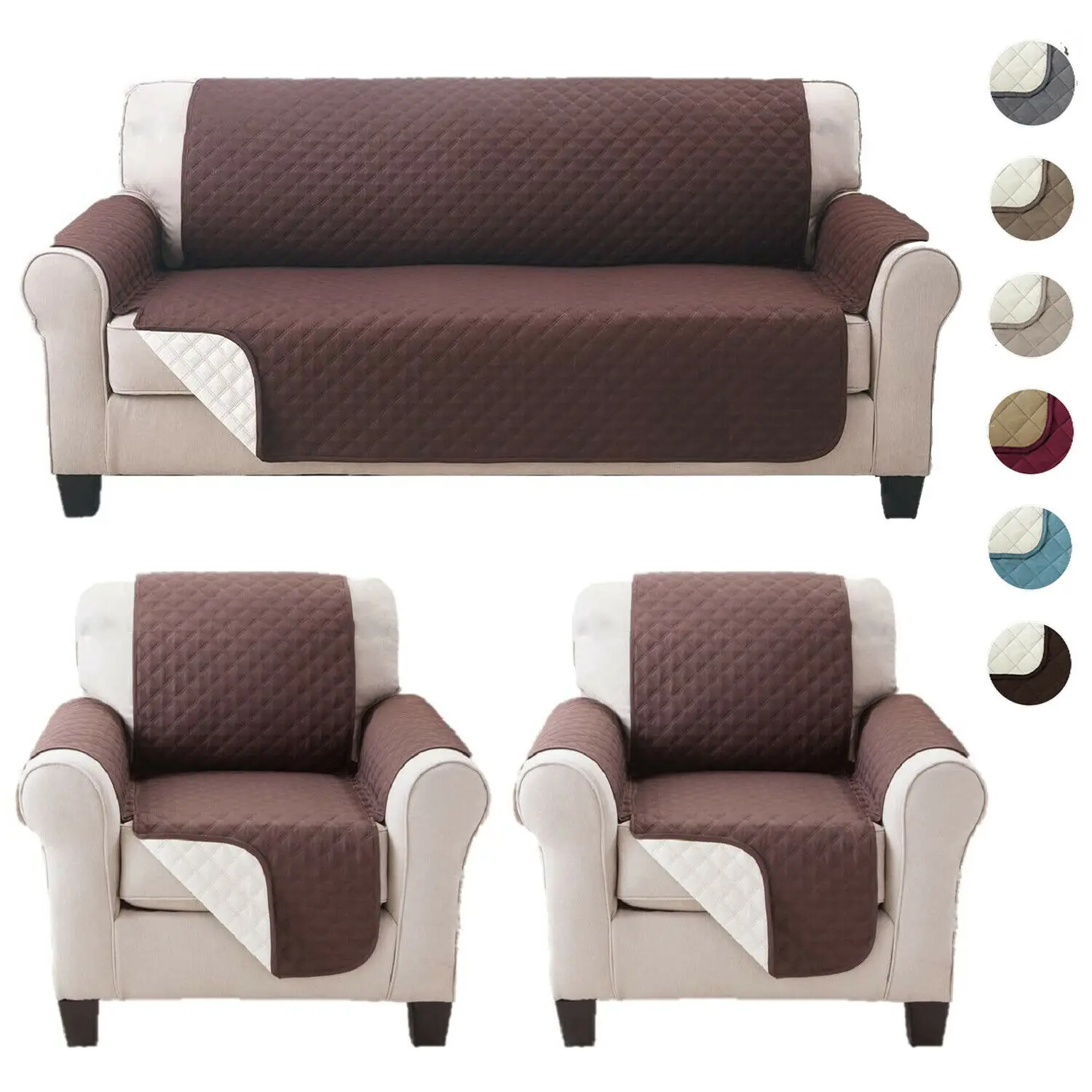 

Sofa Cover Furniture Throw Slip Cover Couch Furniture Protector Pet Reversible Washable Removable Armrest Slipcovers 1/2/3 Seat
