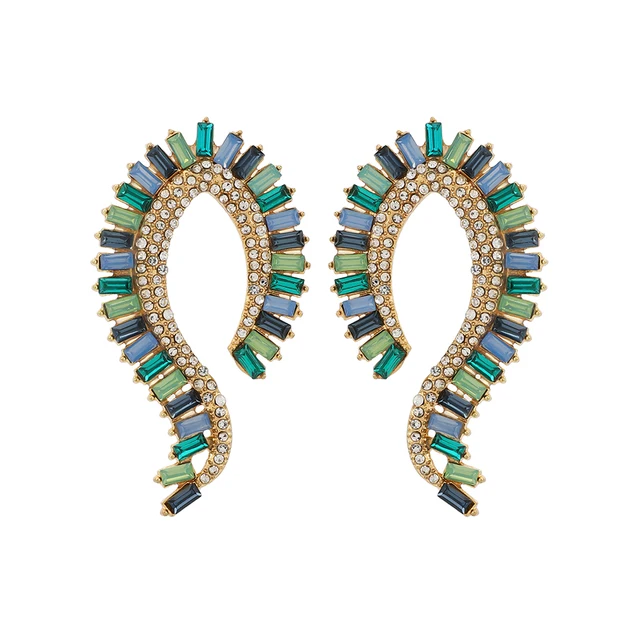 Ztech New Green Series Set Earrings Designer Jewelry Crystal Tassel Za Accessories Handmake Statement Bijoux Pendientes Brincos E1224