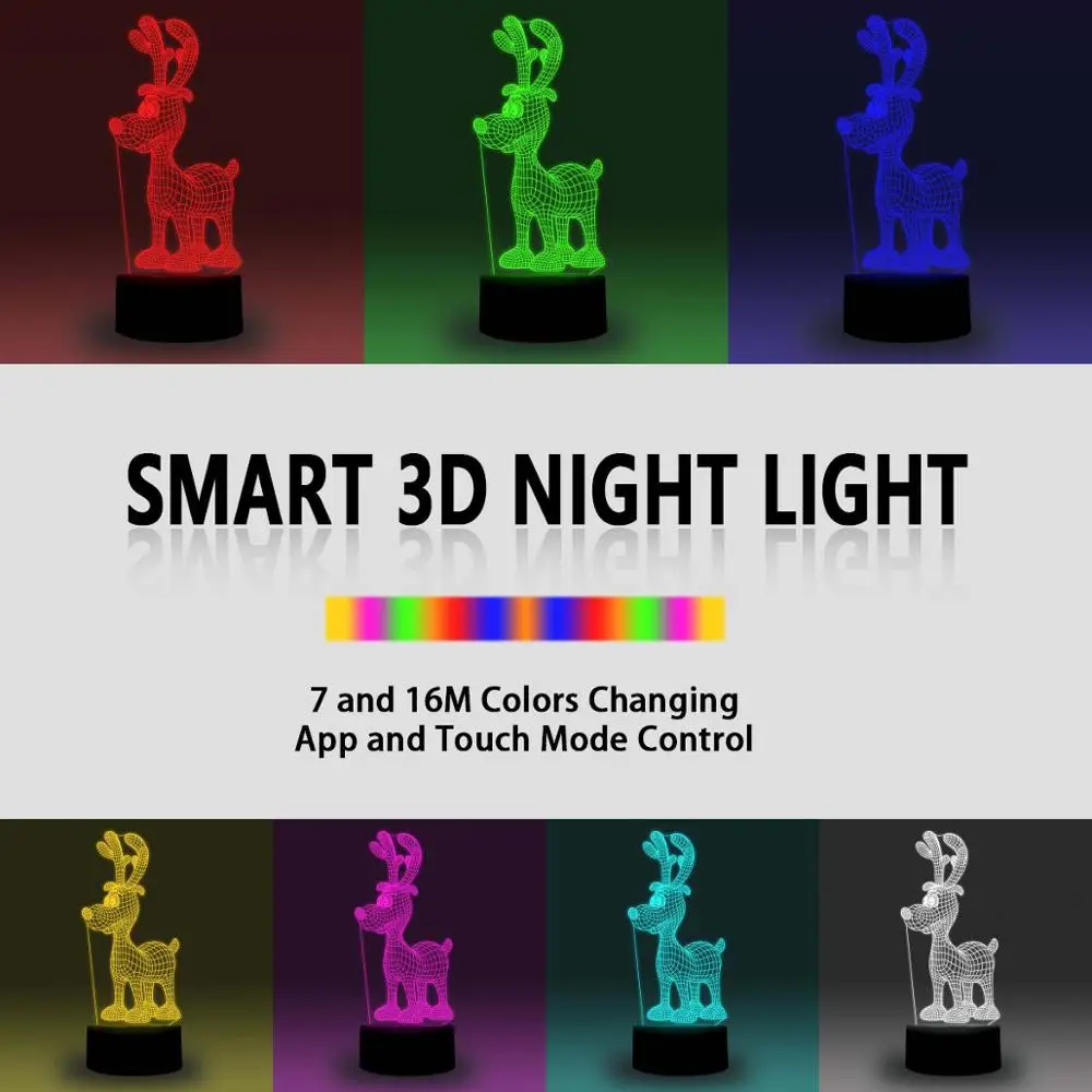 NiteApps 3D мультяшный щенок ночник настольная Иллюзия украшение лампа подарок на день рождения приложение/сенсорное управление
