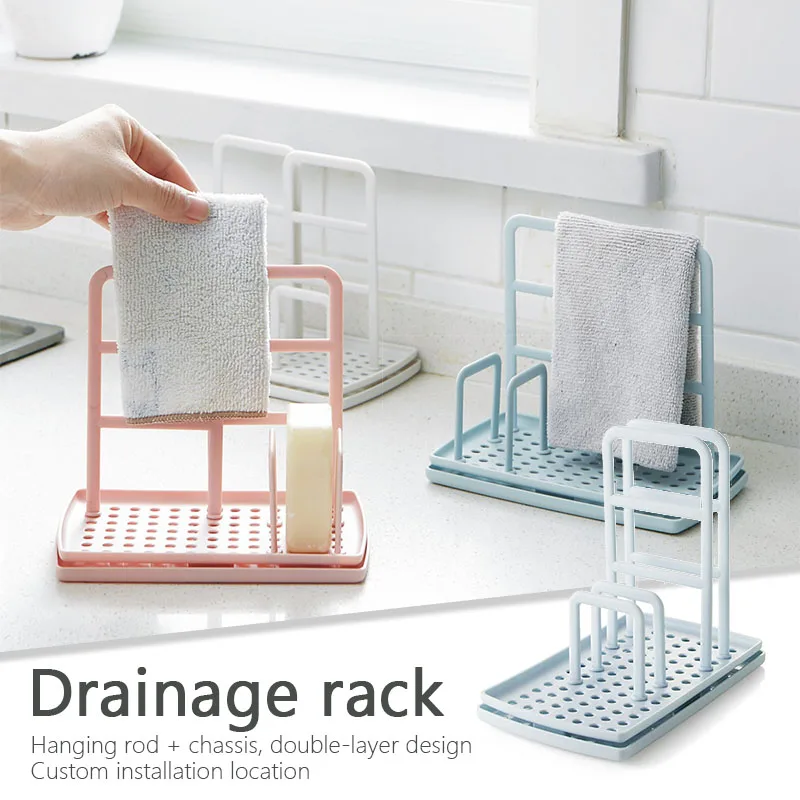 Punch-free Kitchen Storage Rack Rag Countertop Hanger Sink Dishcloth Sponge Drain Pool Accessories | Дом и сад