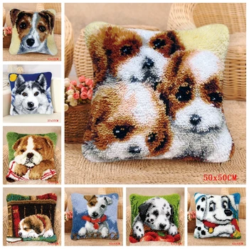 

Dogs Foamiran Latch Hook Needle For Carpet Embroidery Pillow Needlework Set Smyrna Cushion Button Package Latch Hook rug kits