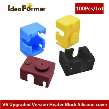 

100Pcs V6-PT100 Heater Block Silicone Sleeve Protective Socks Insulation Cover For 3D Printer V6 Print Head Hot End Heater Block