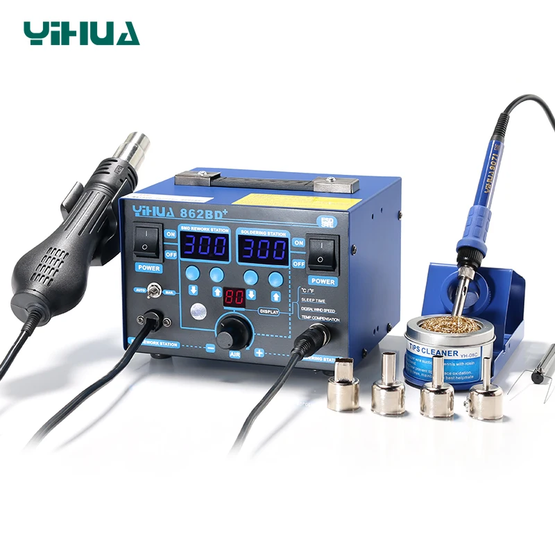 High Power YIHUA 862BD+ Hot Air Gun Soldering Station With Imported Heater Used For Phone Repair And Solder