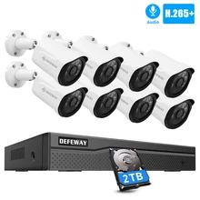 DEFEWAY 2MP POE NVR комплект 4CH/8CH POE ip-камера с аудио системой видеонаблюдения H.265+ Открытый комплект ночного видения аудио видео наблюдения