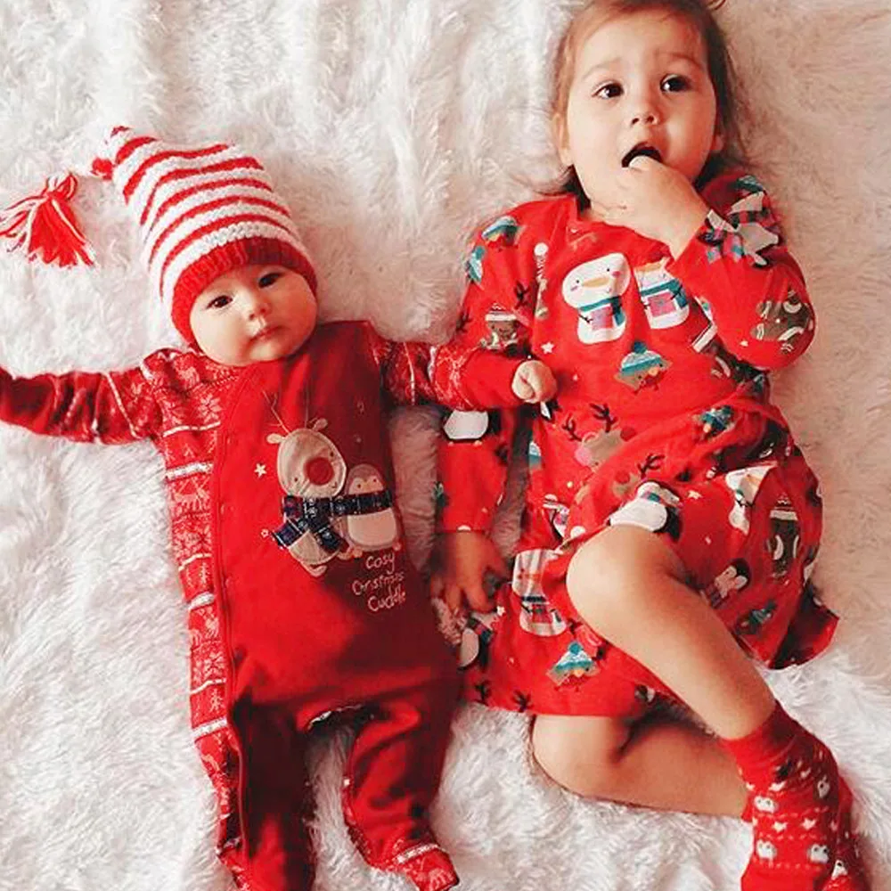 На Рождество для малышей; Детский комбинезон для новорожденных для маленьких мальчиков и девочек; комбинезон с рисунком оленя Детские комбинезоны зимняя одежда красный Костюмы Мальчик Onesie