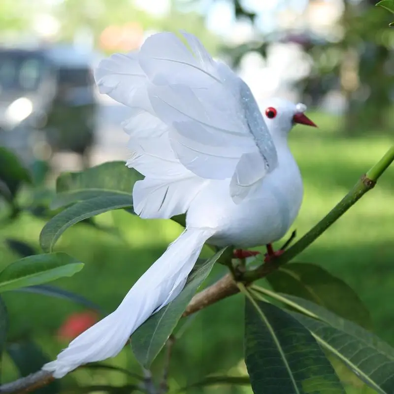 Реалистичный белый искусственный Peace Pigeon пена перо крыло орнамент с голубями современные украшения дома аксессуары для рождества свадьбы