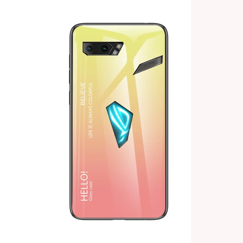 Для Asus ROG Phone 2 Чехол из закаленного стекла с градиентом чехол для Asus ROG Phone 2 ZS660KL градиентный цвет глянцевая стеклянная Защитная крышка - Цвет: Цвет: желтый