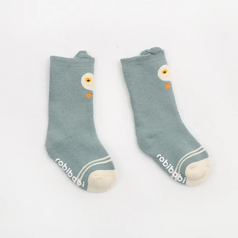 Плотные детские носки спортивные зимние мягкие теплые носки до колена для детей, теплые носки-тапочки для мальчиков и девочек хлопковые носки с пандой - Цвет: green